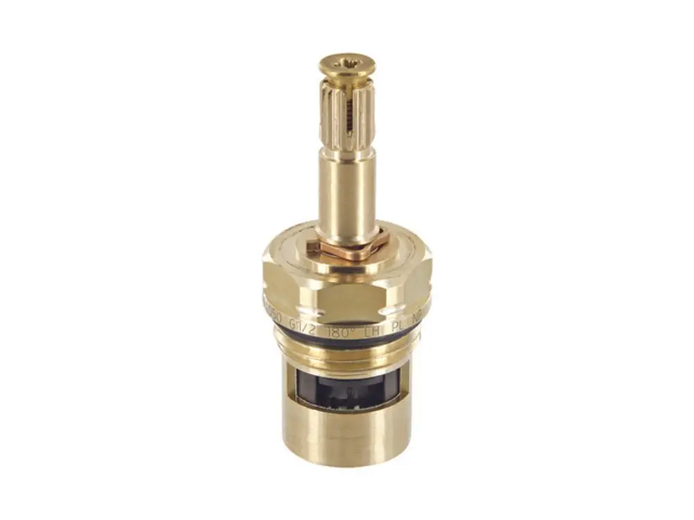 Kartusche mit vertikalem Steg und goldfarbenem Gehäuse von Ideal Standard, geeignet für Armaturenmontage.